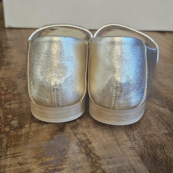 Italy Luxury Flats Platinum Gold Glitter Leather size 37 / US 7 - Picture 7 of 9